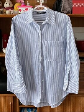 Classic blue stripe button down shirt
